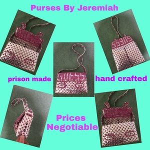 Hand made prison purses and beaded items. Hand made while in prison.